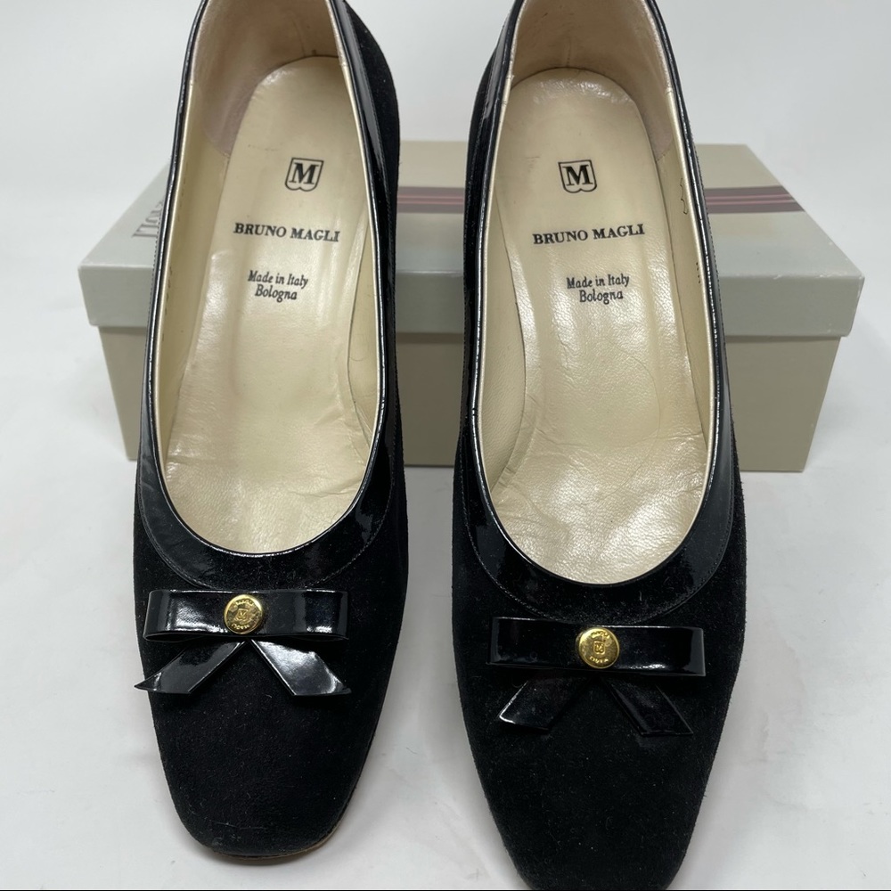 BRUNO MAGLI Jenny Black Suede Low Heel Pumps with Box size 9AA
